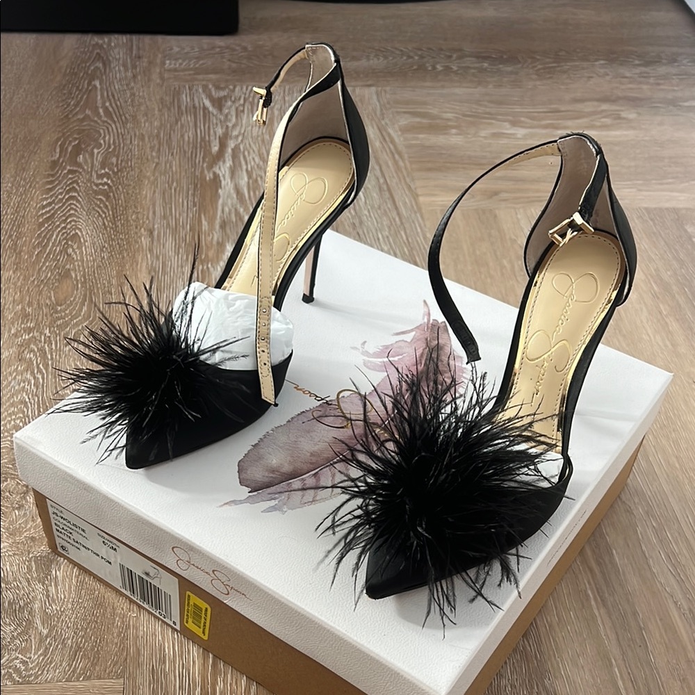 Jessica Simpson Black Feathered Women's Heels